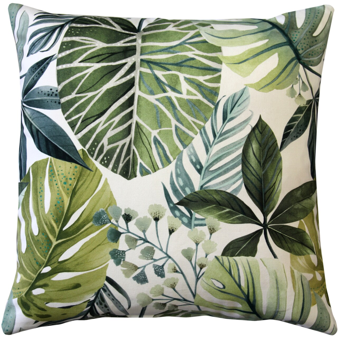 Pillow D�cor Thai Garden Green Leaf Throw Pillow 20x20 Inches Square, Complete Pillow with Polyfill Pillow Insert